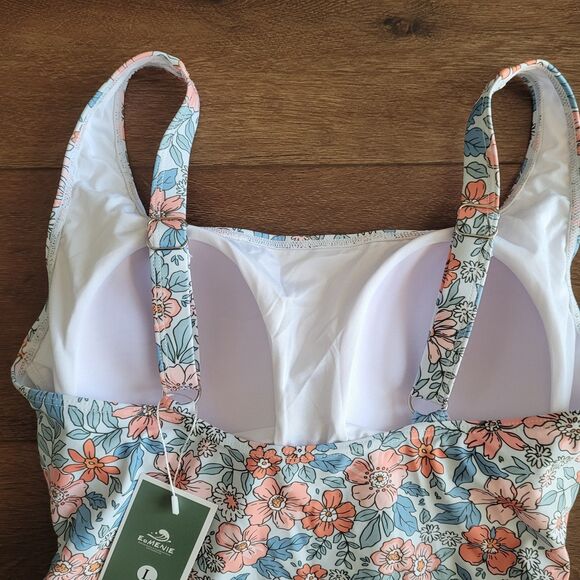 Eomenie NEW Swimsuit Sz L Skirted Dress One Piece Floral Side Tie w TAGS - Picture 9 of 16